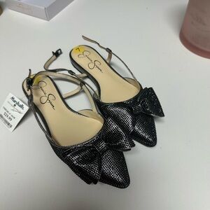 Jessica Simpson Glitter Black Slingback Flats